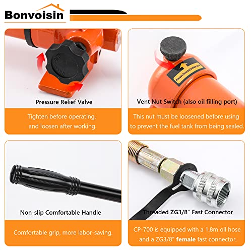 Bonvoisin 30T Hydraulic Cylinder Jack Porta Power Ram 2.13" Stroke Mini Multi-Section Lifting Cylinders with Hydraulic Hand Pump for Machinery Shipbuilding - size: 30T Hydraulic Jack + cp-700 Pump