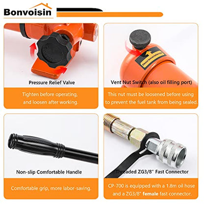 Bonvoisin 30T Hydraulic Cylinder Jack Porta Power Ram 2.13" Stroke Mini Multi-Section Lifting Cylinders with Hydraulic Hand Pump for Machinery Shipbuilding - size: 30T Hydraulic Jack + cp-700 Pump