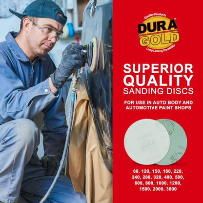Dura-Gold 5" Green Film Sanding Discs, 3000 Grit, Box of 50, Hook & Loop - size: 3000-Grit