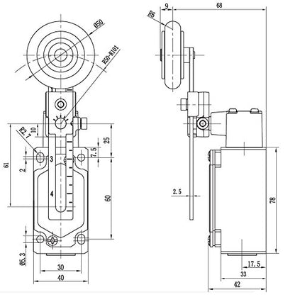 SN6118-SP-A Adjustable Rubber Roller Safety Limit Switch