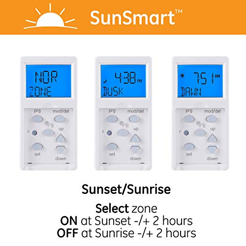 GE 7-Day in-Wall Digital Timer Switch, Auto Adjust Sunrise/Sunset Times