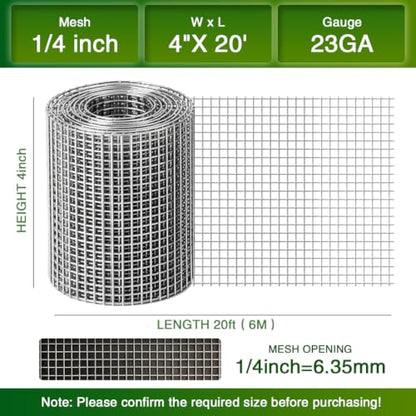 Chicken Wire Fence,Hardware Cloth 1/4 Inch 4inx20ft (23 GA) - color: 1/4inch, size: 4in x 20ft