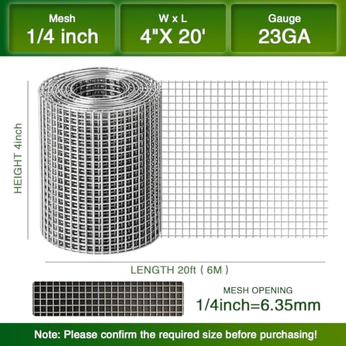 Chicken Wire Fence,Hardware Cloth 1/4 Inch 4inx20ft (23 GA) - color: 1/4inch, size: 4in x 20ft
