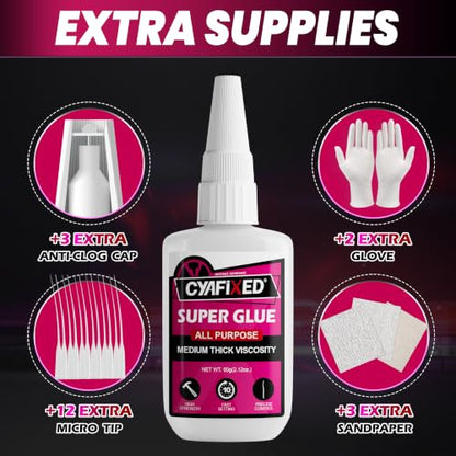 CYAFIXED Super Glue Pro Kit 120g, Precise Control Cyanoacrylate CA Glue - size: 4 oz
