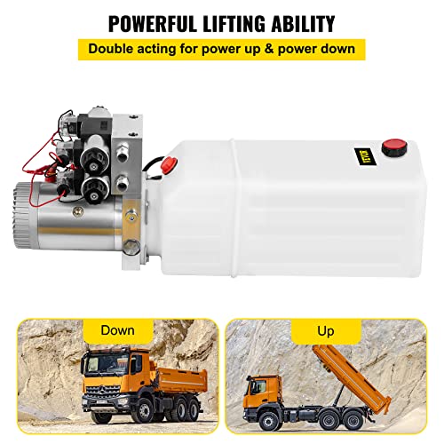 VEVOR Hydraulic Pump 12V DC Hydraulic Power Unit Double Acting Double Solenoid Hydraulic Power Pack Unit with 8L Plastic Tank Max Pressure 200 Bar for Car Liftng