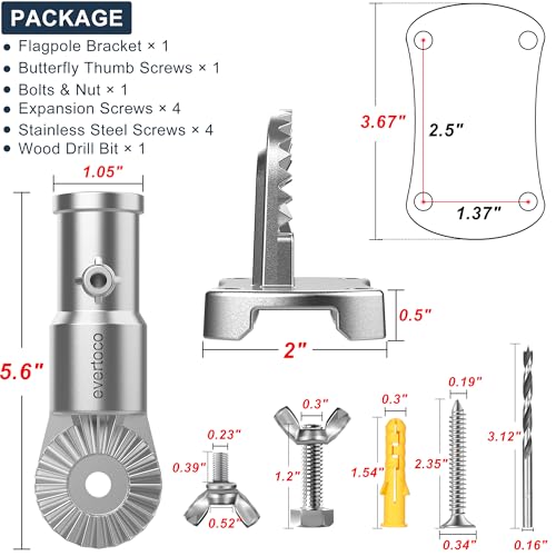 Heavy Duty 180° Adjustable Stainless Steel Flag Pole Bracket - color: Silver