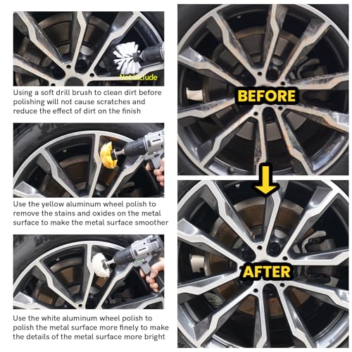 Unicaravan Aluminum Wheel Polishing Kit for Drill Buffing Wheel for Car Motorcycle Wheel Rim Manifold Polishing for Stainless Steel Chrome Wood Plastic Ceramic Glass Woods Machine Jewelry etc 6PCS - style: 6PCS