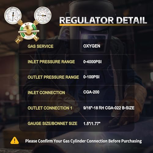 CDL LX45 Light Duty Oxygen Regulator CGA540,Forged Brass - size: Light Duty, style: Oxygen