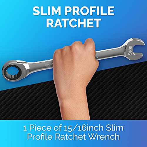 Ratcheting Wrench - Slim Profile - Ratchet Wrench, 15/16" Wrench Set - size: 15/16″