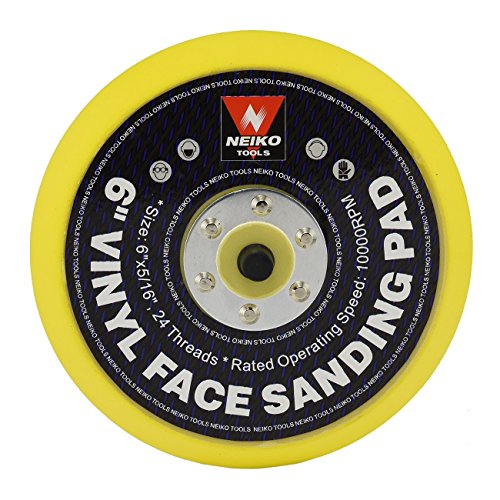NEIKO 30262A 6" Sanding Pad with Vinyl PSA Backing, 5/16” Arbor with 24 Thread Mounts, 10,000 RPM, Sanding Pads are Ideal for Orbital and Dual Action Sander - size: 6", style: PSA (Sticky-Back)