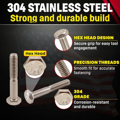 Chenango Supply 1/4-20 x 1-1/2" Stainless Hex Head Bolts - size: 1/4" X 1-1/2"