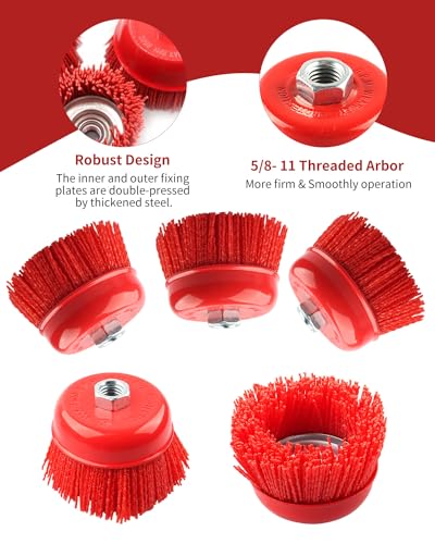 3" Nylon Cup Brush, 4 1/2 Angle Grinder, 5/8"-11 Threaded - size: 3 inch