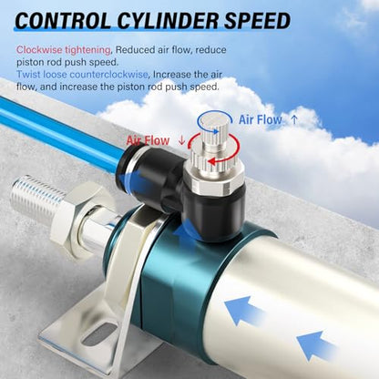 TAILONZ PNEUMATIC 3 Pack SL-3/8-N3 Push to Connect Air Line Fitting Air Flow Control Valve 3/8 Inch od 3/8 Inch Npt Elbow 90 Degree Air Speed Control Valve Fitting Push Lock - size: 3/8"OD3/8"NPT