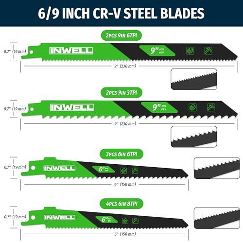 20-Piece Reciprocating Saw Blade Set, Professional Cutting Tool Kit for Tree Pruning, Metal Cutting and Common Materials in Homemade DIY Projects