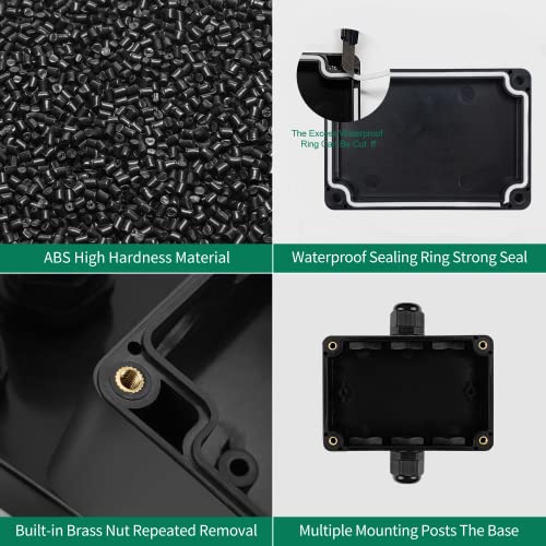 ABS IP67 Waterproof Dustproof Electrical Junction Box, with 15A 600V Barrier Terminal Cable Connector, 1IN/1Out Power Junction Box（3.93 * 2.67 * 1.96in） - size: 1T1 3.93"x 2.67"x1.96"A
