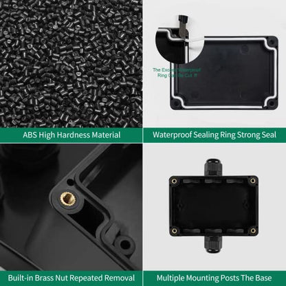 ABS IP67 Waterproof Dustproof Electrical Junction Box, with 15A 600V Barrier Terminal Cable Connector, 1IN/1Out Power Junction Box（3.93 * 2.67 * 1.96in） - size: 1T1 3.93"x 2.67"x1.96"A