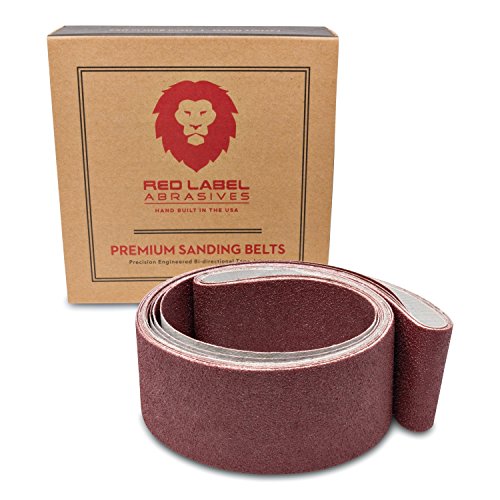 Red Label Abrasives 2 X 42 Inch 120 Grit Flexible Aluminum Oxide Multipurpose Sanding Belts for Woodworking, Leather, Rubber, Plastics, & Light Metal Working - Sand Paper Belt 6 Pack - size: 120 Grit