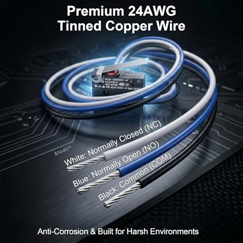 IP67 Waterproof Micro Switch, UL Recognized Component 3Pin Pre-Wired - size: WS1-Hinge Lever
