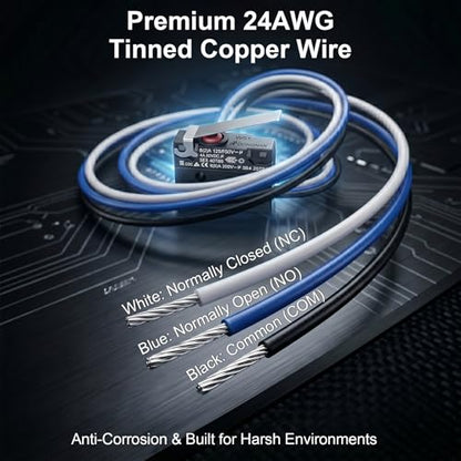IP67 Waterproof Micro Switch, UL Recognized Component 3Pin Pre-Wired - size: WS1-Hinge Lever