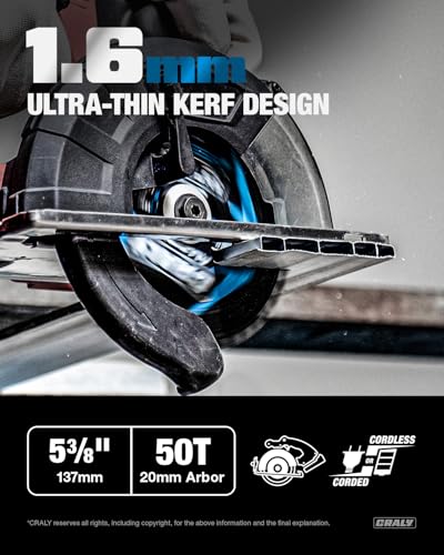 CRALY 5-3/8 Inch 24&36T Wood Framing/Finish & 50T Aluminum Cutting Circular Saw Blade, 20mm Arbor, Carbide Tipped, Thin Kerf, Black Ice™, for Wood, Aluminum, Plastic, 3-Pack(C054243650-3D) - size: 5-3/8'', 20mm arbor, 24&36&50T