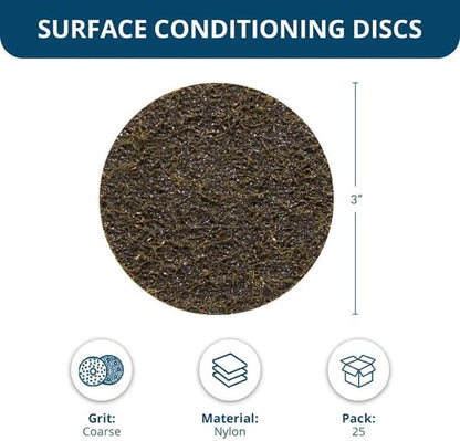 Benchmark Abrasives 3 Inch Sanding Discs Quick Change Nylon Surface Conditioning Discs, Drill & Die Grinder Sanding Disc Rust Remover for Metal Paint Stripper & Removal, Polishing - (25 Pack)(Coarse) - style: Coarse