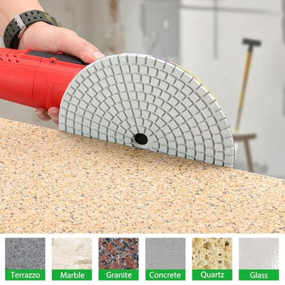 8PCS Diamond Polishing Pads 7 Inch, Wet/Dry Concrete Polish Tools Kit for Drill, Grinder, Polisher, 50-3000 Grit Polishing Set for Marble Granite Quartz Stone - size: 7 Inch 50-3000 Grit