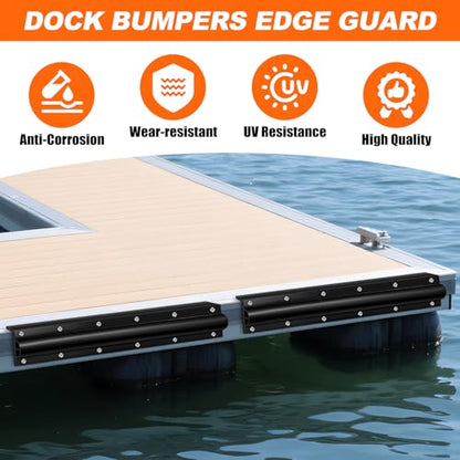 Dock Edging 10 Feet/20 FeetBoat Dock Bumpers for Dockside and Edge,5 Park and 10 Park Dock Greater Protector Rub Rail for Boats,Each Park 23.5 inch Long. - color: Black, style: 5 pcs Totall 10ft