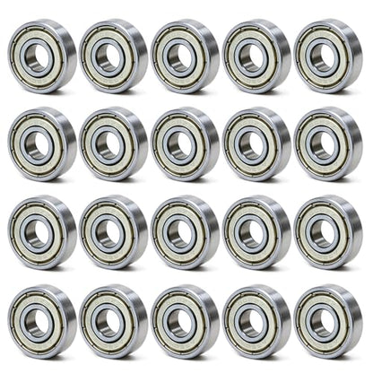 608-ZZ Ball Bearings, 20 PCS Double Metal Sealed Shielded Miniature Deep Groove Ball Bearings, for Skateboards, Roller Skates, and ect (8mm x 22mm x 7mm)