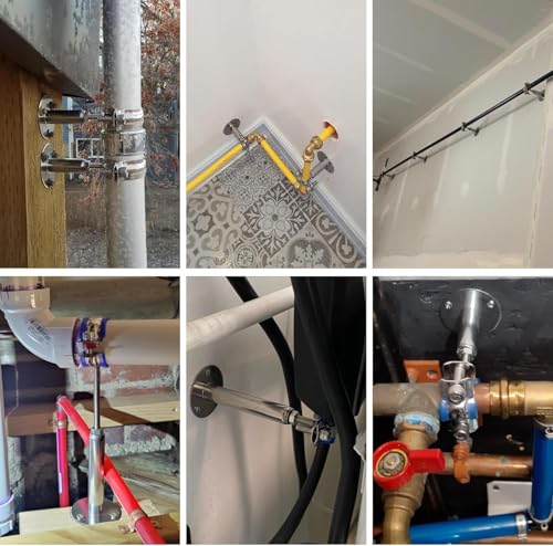 4PCS 304 Stainless Steel Wall Mount Ceiling Mount Pipe Supports,Suitable for OD Pipe 3/4"(25-28mm),Adjustable Height 100-200mm,Adjustable Pipe Strap Clamp with Screws - color: Adjustable Height 100-200mm, style: 4pcs 3/4"(25-28mm)