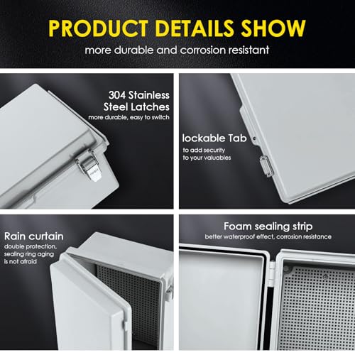 IP67 ABS Outdoor Electrical Junction Box Waterproof with Aluminum DIN Rail - color: Grey, size: 5.9''×5.9''×3.5''