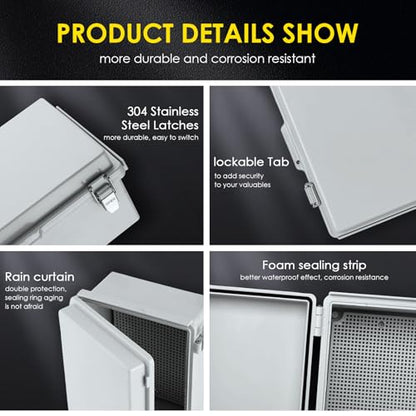 IP67 ABS Outdoor Electrical Junction Box Waterproof with Aluminum DIN Rail - color: Grey, size: 5.9''×5.9''×3.5''