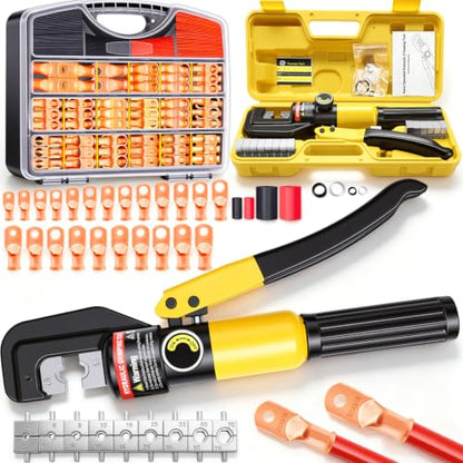 Twidec/230PCS Battery Cable Ends Kit and 10 Ton Hydraulic Crimping Tool - color: 231pcs