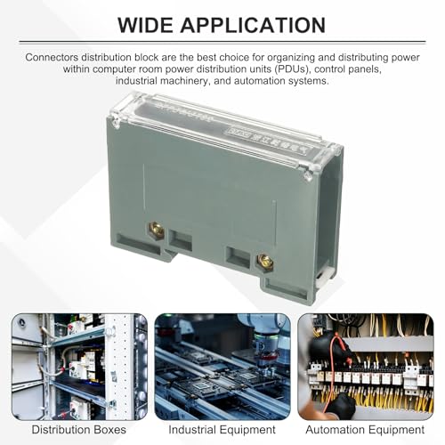 MECCANIXITY 1 in 4 Out Rail Terminal Blocks, 690V 150A Connectors Power Distribution Block Crimp Wiring Splitter with Flame-Retardant Housing for Power Distribution Cabinets 12-6AWG Gauge - size: 12-6AWG, style: 1 in 4 Out