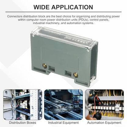 MECCANIXITY 1 in 4 Out Rail Terminal Blocks, 690V 150A Connectors Power Distribution Block Crimp Wiring Splitter with Flame-Retardant Housing for Power Distribution Cabinets 12-6AWG Gauge - size: 12-6AWG, style: 1 in 4 Out