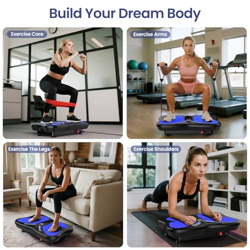Vibration Plate Exercise Machine 400 lbs Capacity for Lymphatic Drainage - color: Royal Blue