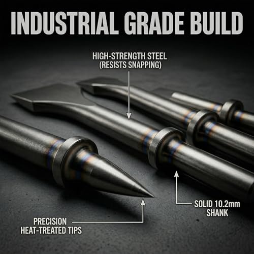 LE LEMATEC Air Chisel Bits Set, 4 Pneumatic Hammer Chisel Attachments