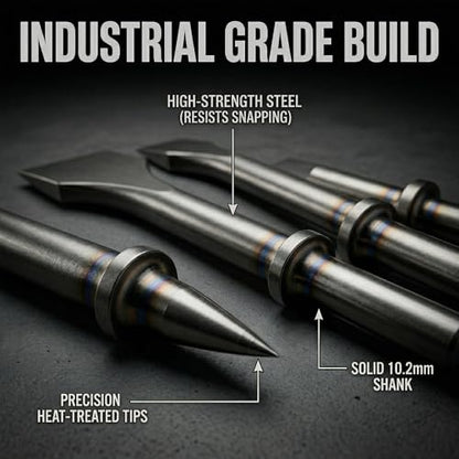 LE LEMATEC Air Chisel Bits Set, 4 Pneumatic Hammer Chisel Attachments