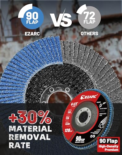 EZARC Zirconia Flap Discs 120 Grit High Density, 4.5x7/8", Type 29, 12-Pack - size: 120 GRIT, style: High Density Version