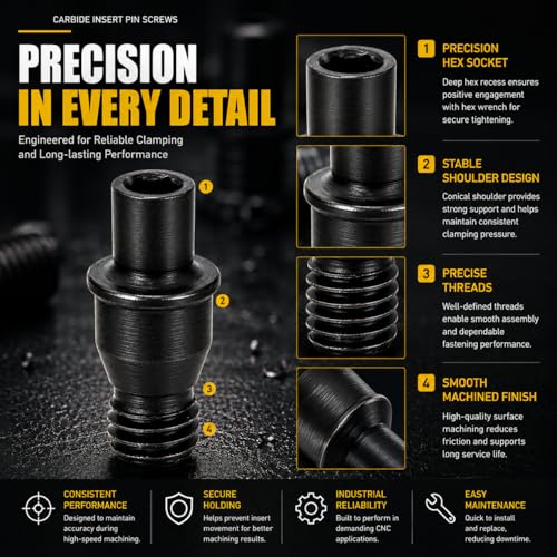 50PCS Carbide Insert Pin Screws Set CTM/MCT/617, CNC Torx Lathe Tool Holder Center Pin Post & Clamp Screws, Indexable Insert Fastening Screws, Grade 12.9 Alloy Steel for CNC Turning Milling Tools - size: CTM617