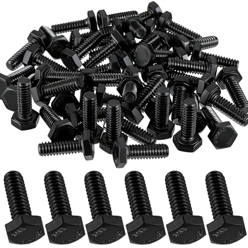 Zonon 50 Pcs 1/4-20 x 3/4" Hex Head Screw Bolt, Black - color: Black, size: 1/4-20 X 3/4"