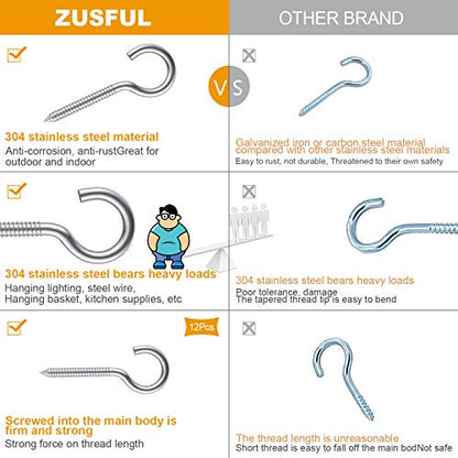 24-Pack 304 Stainless Steel Screw Eyes, Heavy Duty Screw in Eye Hooks Ring - size: 24 Pack