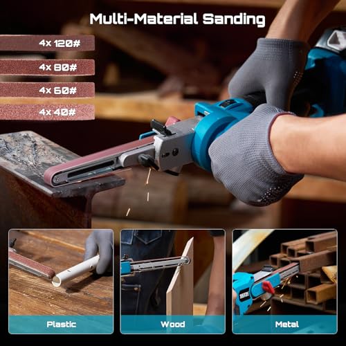SEESII 1/2"x18" Mini Cordless Belt Sander 6-Speed 2300FT/Min 4.0Ah Battery - size: Pro Kit (Pivoting Arm)