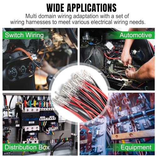 Twidec/30PCS 2.8mm 4.8mm 6.3mm Female Spade Crimp Terminal,Electrical Insulated Terminals with 20cm Cable,Quick Connectors with Insulating Sleeve Red＆Black Female Spade Connector Kit - size: 2.8/4.8/6.3mm