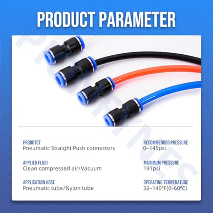 12PCS Straight Push Connectors Quick Release Plastic Push to Connect Fittings 5/32" inch Quick Connect Air Hose Fittings (5/32'', Blue) - size: 5/32'' 12PCS