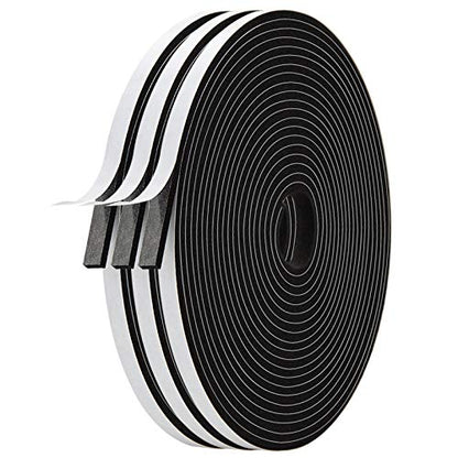 High Resilience Foam Weather Strip, 1/4" x 1/8", Door & Window Seal Tape, 59 Feet (3 Rolls x 19.7ft) - size: 1/4in * 1/8in * 59FT
