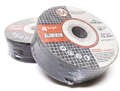 Benchmark Abrasives Grinder Cut Off Wheels 4 1/2 Inch Aluminum Oxide Thin Type 1 Angle Grinder Cutting Disc for Aluminum, Copper - with 7/8" Arbor Hole, Fast Grinder Cutting Wheel - 25 Pack
