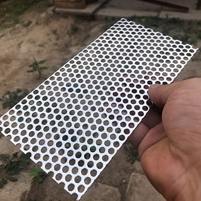19 Gauge 7.8"x3.9" Perforated Metal Sheets Expanded Metal Mesh Opening 35% Hole 5mm 0.2"(About 1/5") Perforated Stainless Steel Sheet 304 Stainless Steel Mesh Screen Panel Decorati Plate - size: 7.8" X 3.9"