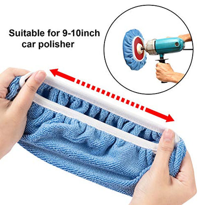 20 Pcs 9-10 Inch Microfiber Car Buffer Pads Polisher Bonnet Buffing Cover