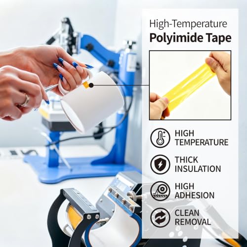 High-Temp Polyimide Tape 3/8" x33Yd, 4Pack, Heat Resistant Tape