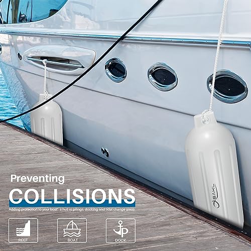 4 Pack 8.5 x 27 Inches Boat Fenders Bumpers for Docking - color: Polar White